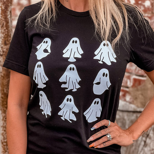 Black Halloween Ghost Graphic Tshirt