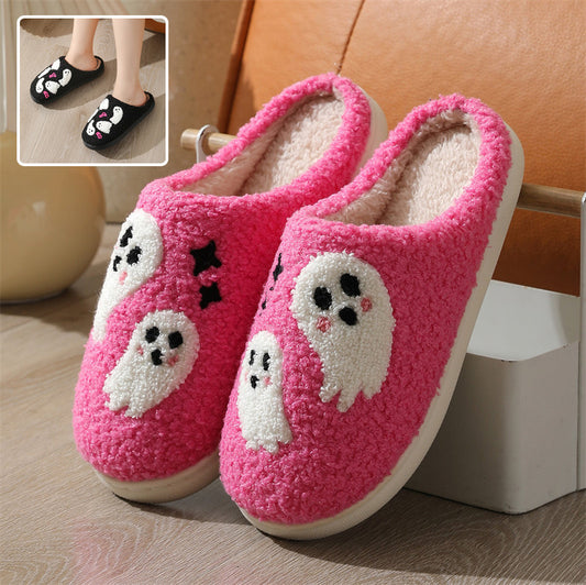 Halloween Cartoon Ghost Cotton Slippers For Women Indoor Non-slip Bedroom Floor Slipper Winter House Shoes