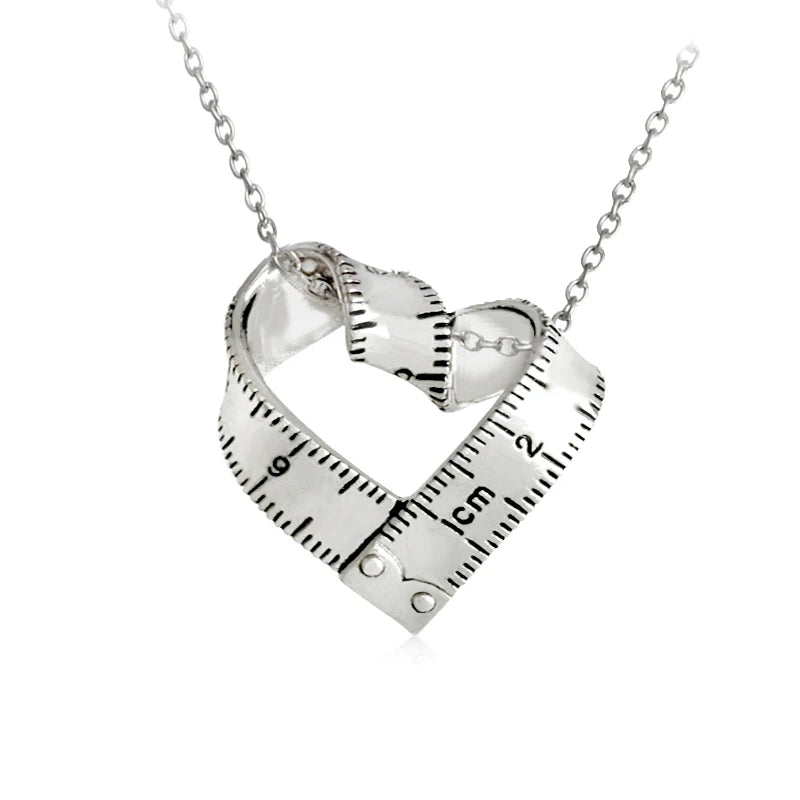 Personality Heart-shaped Ruler Pendant Necklace Love Measuring Rule Exploring mystery Jewelry Teacher Family Friend Gift