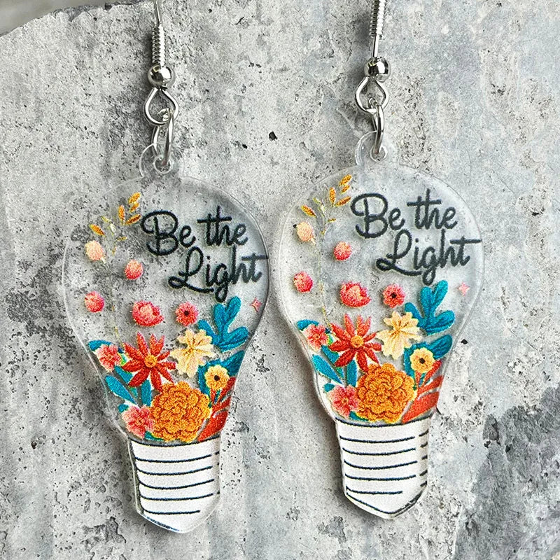 Paint Brush Teacher Earrings Apple Book Pencil Coffee Cup Light Bulb Print Acrylic Jewelry Earrings Teacher Student Gift