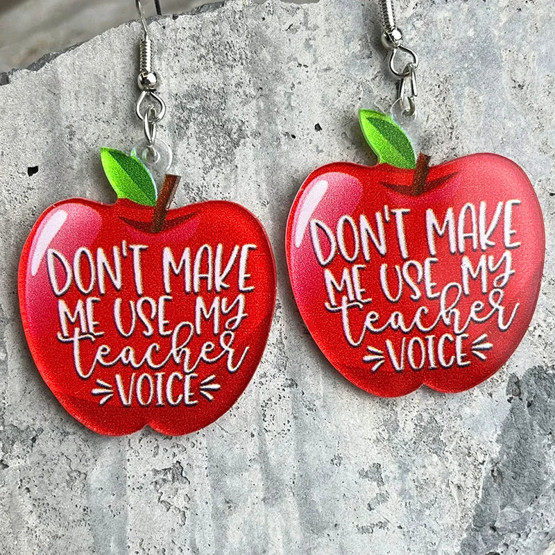 Paint Brush Teacher Earrings Apple Book Pencil Coffee Cup Light Bulb Print Acrylic Jewelry Earrings Teacher Student Gift